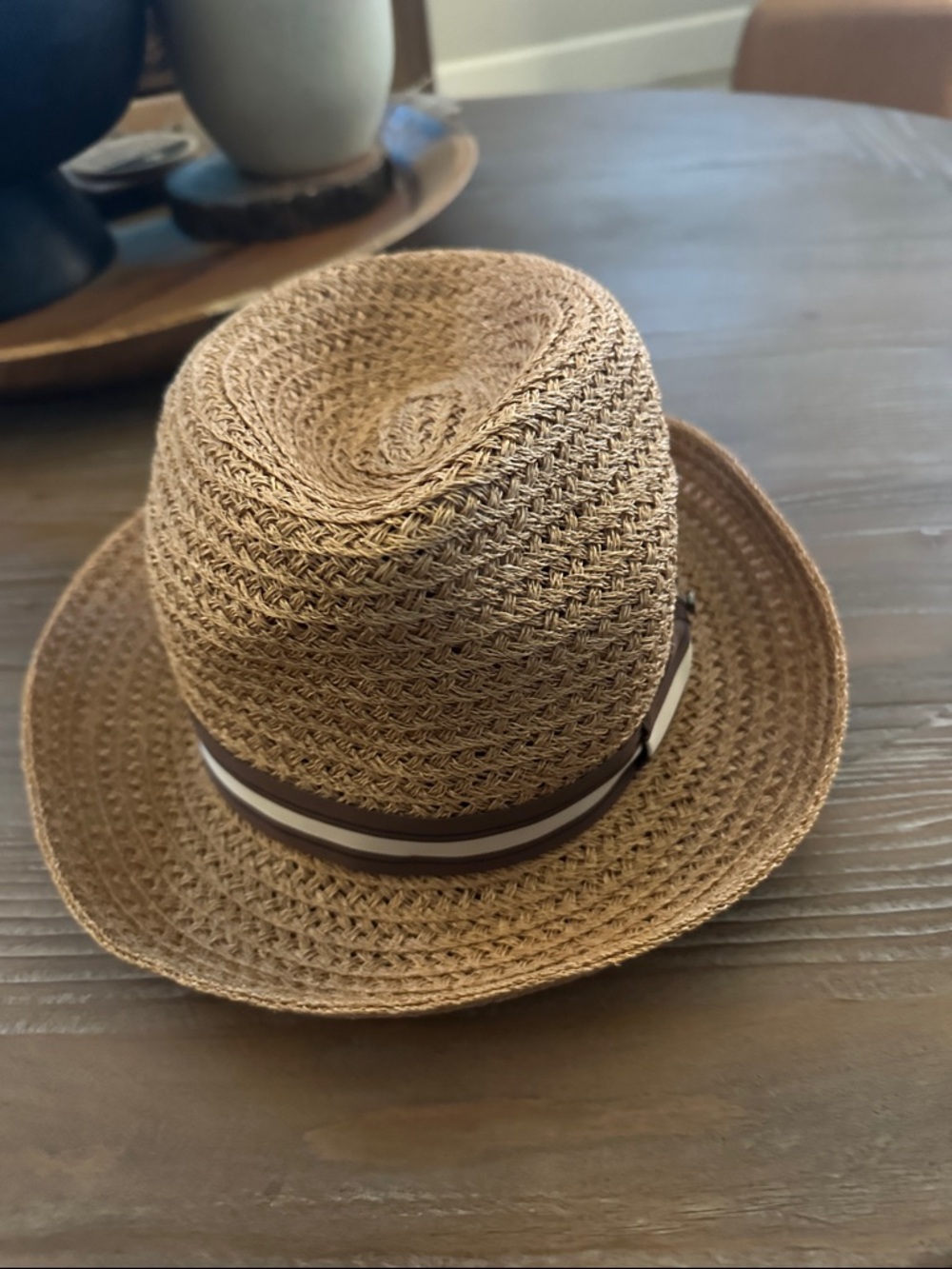 Inverni Straw Fedora Hat - Brown